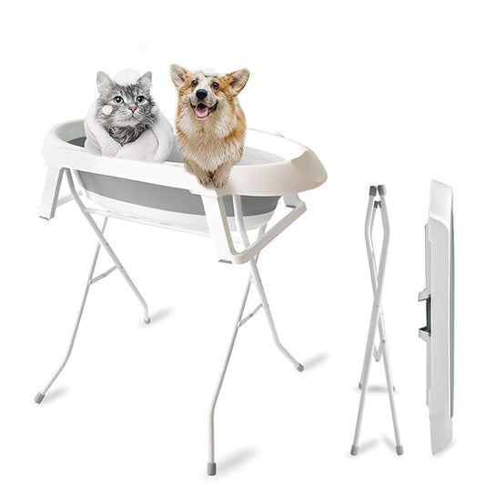 Portable Dog Bath | Bathing Station Pet Bathtub - Elevated Dog Bath, 2 in 1 Wash Station, Portable Bathtub, Pet Tub for Small Dogs, Cats, Pet Supplies