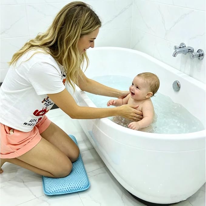 Soft Waterproof PVC Sponge Kneeling Pad, Non‑Slip Machine Washable Knee Mat for Garden Work, Kids Bath Time, Bathroom & Household Activities 17x7.5x1.5 inches