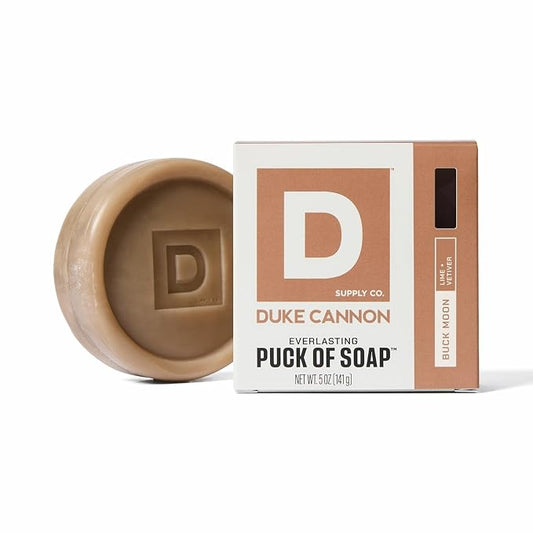 Duke Cannon Supply Co. Bar Soap Puck - Men's Rounded Bar Soap with Masculine Scents - Disc-Shaped Mens Soap - Hydrating & Deep Cleaning - All Skin Types - Buck Moon, 5 oz