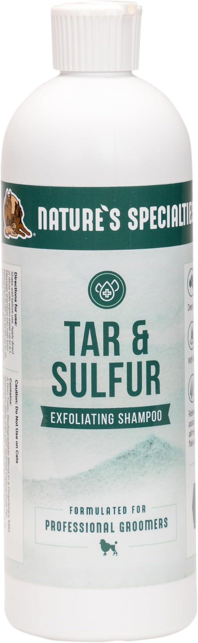Nature's Specialties Tar and Sulfur Ultra Concentrated Medicated Dog Shampoo, Makes up to 1 Gallon, Natural Choice for Professional Groomers, with Soothing Aloe Vera, Made in USA, 16 oz