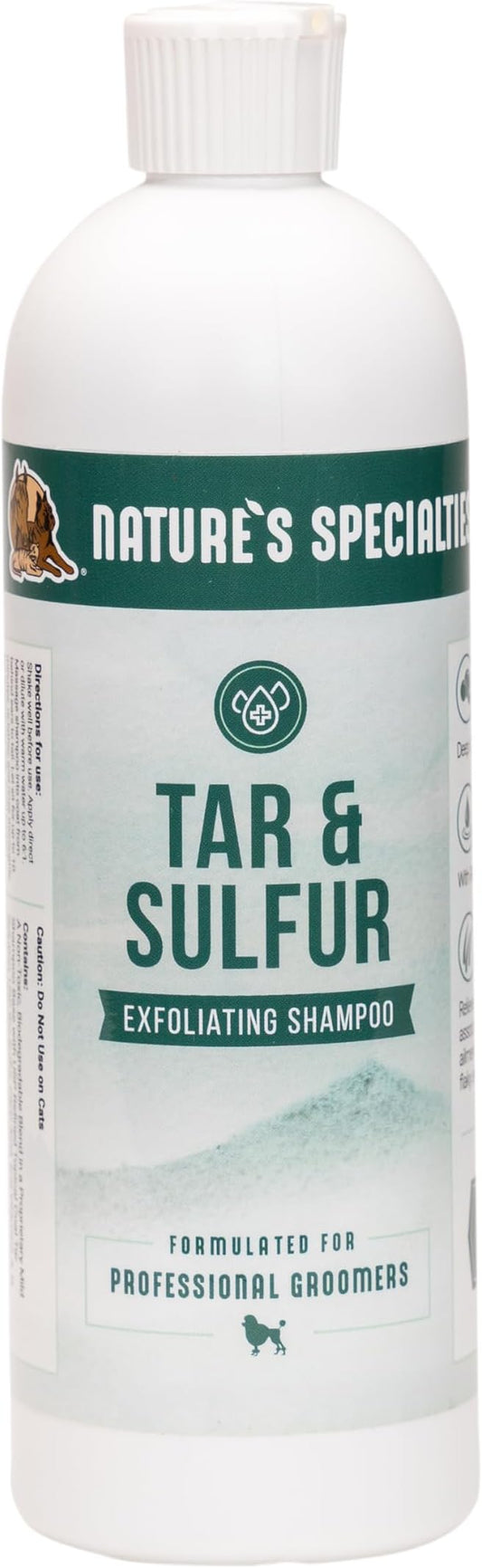 Nature's Specialties Tar and Sulfur Ultra Concentrated Medicated Dog Shampoo, Makes up to 1 Gallon, Natural Choice for Professional Groomers, with Soothing Aloe Vera, Made in USA, 16 oz