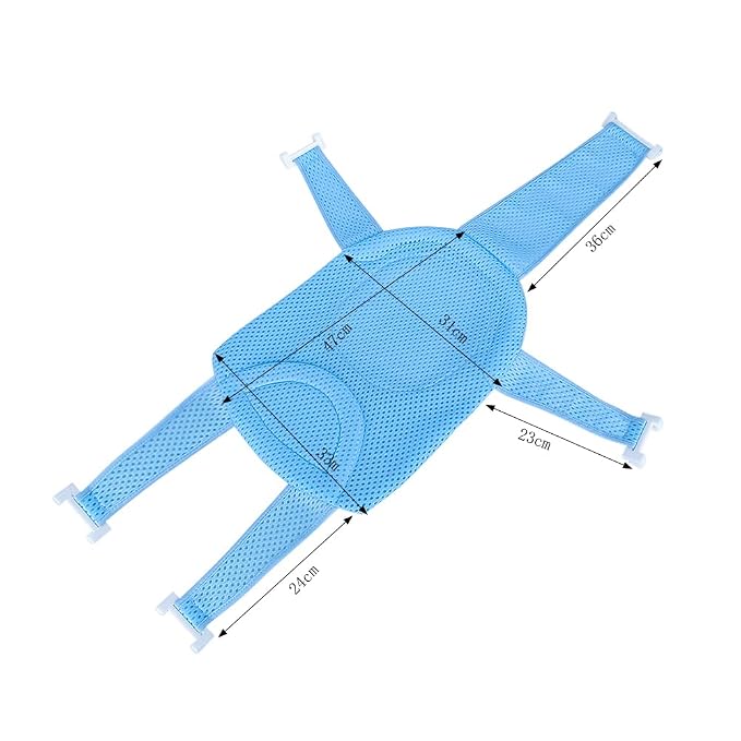 Bath Seat Support Net Newborn Floating Bath Cushion Pad Infant Bathtub Sling Shower Mesh Adjustable Bath Tube Support 5-Points Anti-Slip Bathtub Seat for Age 0-18 Months Light Blue