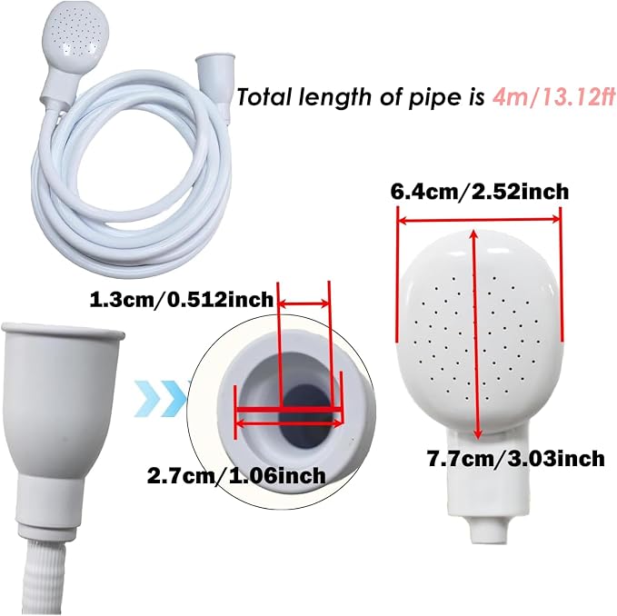 4m/13.12ft Sink Spray Rubber Hose Portable Faucet Sprayer Garden, Shampoo Sprayer Handheld Shower Head Spray Hose Attachment for Dog, Pets, Bathing Baby, Washing Hair, Rinsing Vegetables