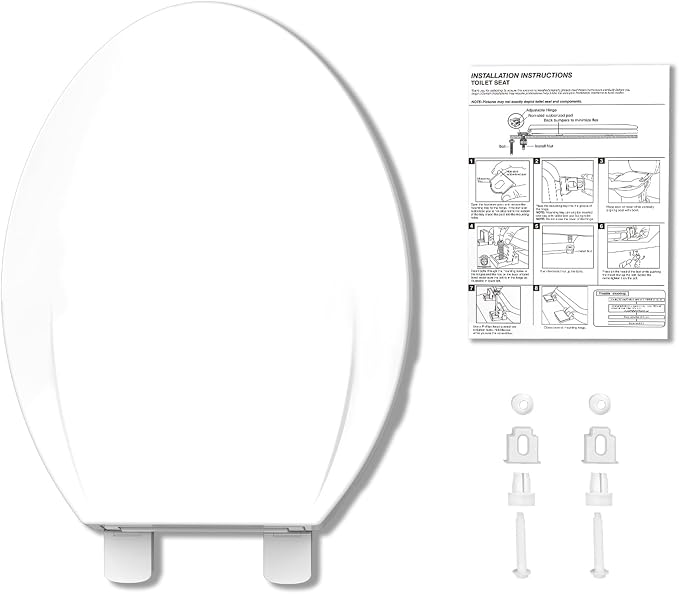 Garvee Elongated Toilet Seat, Soft-Slow Close, 19 Inch Elongated Toilet Seat For Elongated Toilets, Quiet-Close Lid And Seat, Easy To Install And Clean, Never Loosen, White