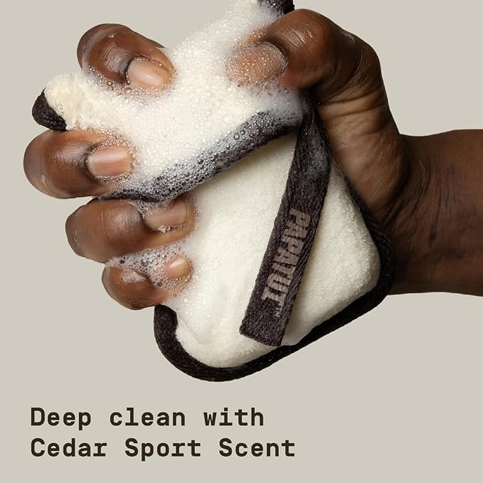 PAPATUI Exfoliating Body Scrubber and Big Bar Soap 7 oz Cedar Sport