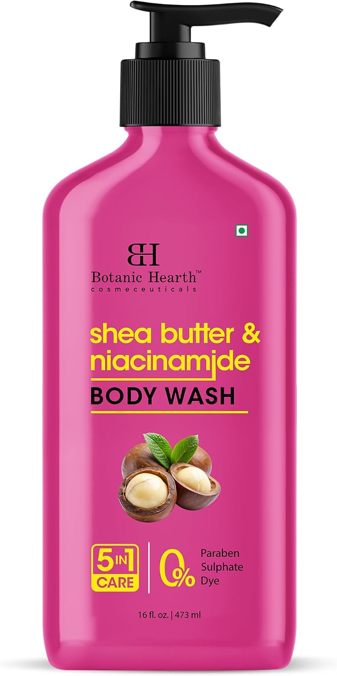 Botanic Hearth Shea Butter & Niacinamide Body Wash – Deeply Nourishing & Renewing Hydrating Shower Gel, Gentle Cleanser, Sulfate & Paraben Free – 16 fl oz