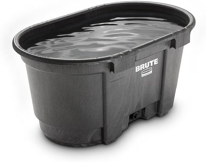 Rubbermaid Commercial Products Stock Tank 100-Gallons Structural Foam Heavy Duty Container for Livestock/Animal/Cattle Feed & Water Outdoor Homemade Pool/Hot Tub/Bathtub & Pet Cleaning/Dog Wash