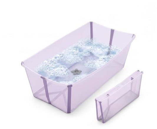 Stokke Flexi Bath X-Large Baby Bathtub, Lavender - 31.5 x 15.7 x 9.4 in - Best for Infants & Toddlers - Lightweight, Foldable & Easy to Store - Convenient to Use at Home or Traveling