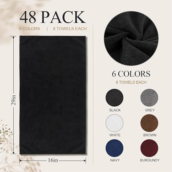 UNIMADE Salon Towels 48 Pack, Microfiber Barber Towels Bulk, (16x29 inches) Hair-Drying Cloth Super Soft Hand Cloth for Gym, Bath, Spa Use and Home Beauty Care(Not Bleach Proof) - Multicolor