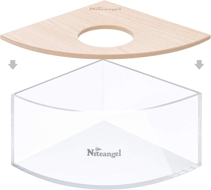 Niteangel Animal Sand-Bath Box: - Acrylic Critter's Sand Bath Shower Room & Digging Sand Container for Hamsters Mice Lemming Gerbils or Other Small Pets (Triangle, Burlywood)