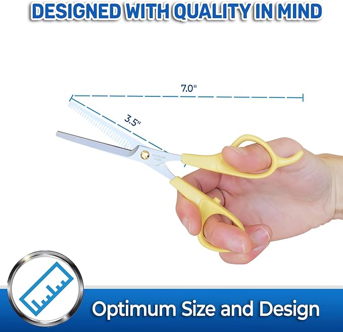 PET MAGASIN Professional Dog Grooming Scissors Set - Curved Thinning Shears for Dogs, Pet Hair Cutting Tools with Safety Tips for Small & Large Breeds, Grooming Kit for Home