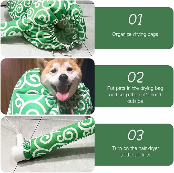 WAYUTO Flexible Pet Drying Bag with Drawstring Dog Hair Drying Bag Puppy Hair Dryer Box Dog Dryer Bag for Home, Bathroom and Pet Shop Use XL