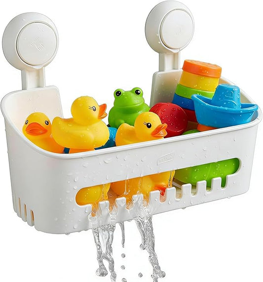 Bath Toy Storage Organizer,Kids Bathtub Toy Holder with Drain Holes,Shower Caddy for Bathtub,No Drilling Shower Caddy Suction Cup,Waterproof Storage Basket for Bathroom,Kitchen