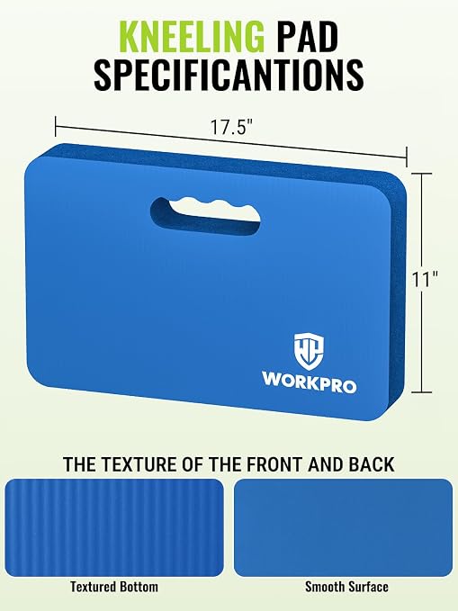 WORKPRO Extra Thick Kneeling Pad, 17.5 x 11 x 1.5 in, Blue | Soft NBR Foam Cushioning for Knee, Large Foam Kneeler Mat, For Gardening, Bathing Baby, Exercise, Workout Supplies