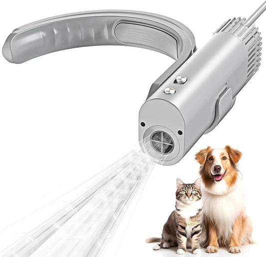 Cat and Dog Universal Pet Hair Dryer 200 Million Negative Ions, Low Noise Hands-Free Neck Hanging Hair Dryer with Automatic Cleaning, Speed and Temperature Adjustment, for Home/Pet Shop Use