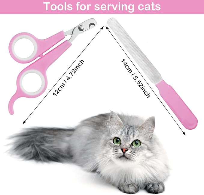 5Pcs Dogs and Cats Grooming Nail Clippers Kit Pet Claws Nail Clipper Trimmers, with Protective Guard Lock to Avoid Over Cutting, Professional Trimmers for Large and Small Cat and Dog (Pink)
