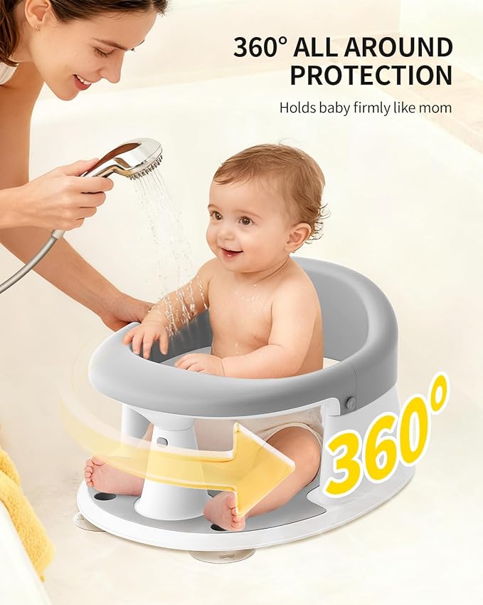 Baby Bath Seat for Babies 6 Months & Up, Bath Seats for Babies Sitting Up, Open Design, Non-Slip, Compact Toddler Bath Seat.
