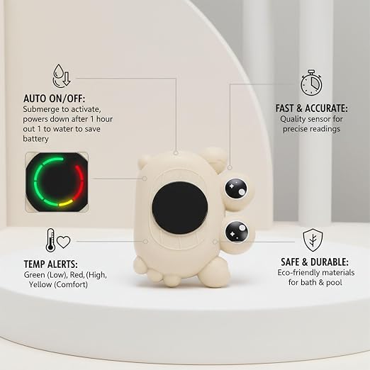 Haofy Baby Bath Thermometer IP67 for Kids Infant Toddler Pool with Auto Power Off Temperature Alert Bathtub Water Thermometer for Accurate Readings Baby Bath Essentials (Beige)
