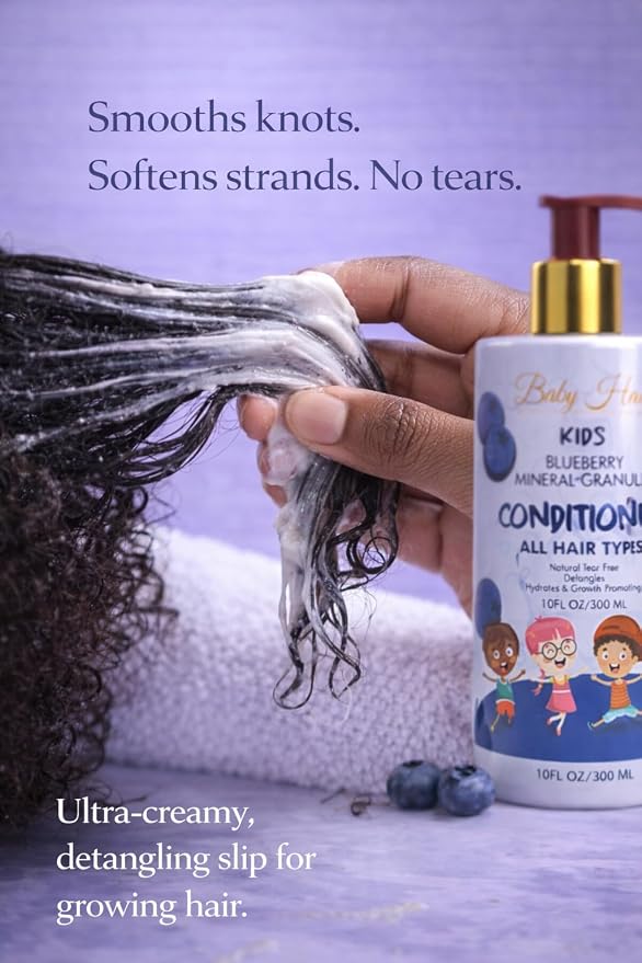 BABY HAIR - Blueberry Mineral Kids Hair Conditioner, Sulfate-Free Toddler Hair Conditioner, Hair Conditioner for Kids with Blueberry & Strawberry Oil, Aloe Vera, and Biotin, 10 fl.oz