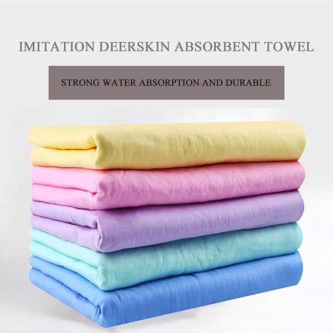 GabeFish 5 PCS Shammy Dog Towel, Quick Dry, Super Absorbent Towel for Cats, Pet Bath Towel for Drying Dogs (Random, 5 PCS)
