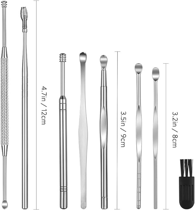 8 Pcs Ear Pick Earwax Removal Kit, Geengle Ear Cleansing Tool Set, Ear Curette Ear Wax Remover Tool with a Cleaning Brush and Storage Box