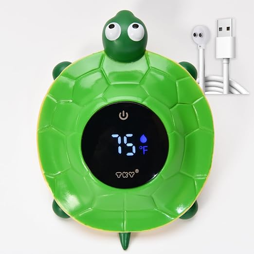 Baby Bath Thermometer - Digital Floating Water Thermometer with LED Display & Color Temperature Alerts, Rechargeable Bath Toy for Infant Bathtub Safety, Newborn Bath Essentials Gift