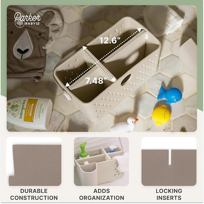 Parker Baby Bath Caddy Inserts | Matching Color Divider for our Large Shower Caddy Organizer | Makes Multiple Adjustable Compartments