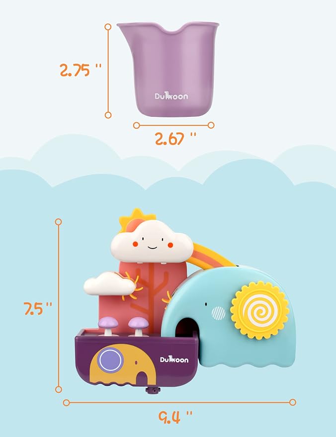TI-TOO Baby Bath Toys, Fun Simple Physics Educational Bathtub Water Toy, Bath Time Fun Splash Toys for 1, 2, 3+ Year Old Boys Girls Toddlers, Safe Colorful Skin Friendly Waterwheel Bathing Toy