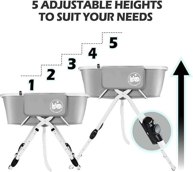 Premium Elevated Portable & Foldable Dog Bathtub – 5 Adjustable Heights for Back-Friendly Grooming. Portable Indoor/Outdoor Pet Washing Station, Supports Small & Medium Dogs, Cats
