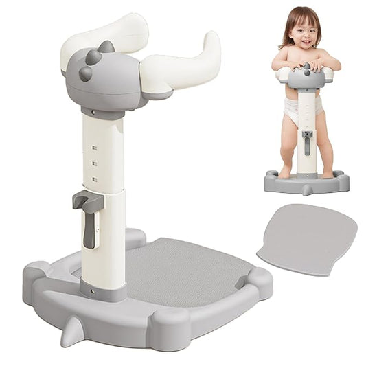 Upgraded Baby Shower Stand, Adjustable Height & Foldable Baby Standing Bath with Anti-Slip Base, Anti-Pinch Silicone, Ideal Gift for Infants 6-36 Months -Grey