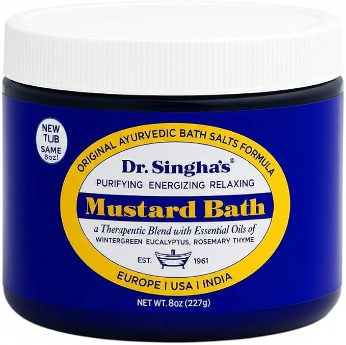 Dr. Singha's Mustard Bath Soak – Aromatherapy Bath Salts with Mustard Seed & Essential Oils for Muscle Relaxation, Stress Relief & Soothing – Epsom Salt Alternative, 8 oz