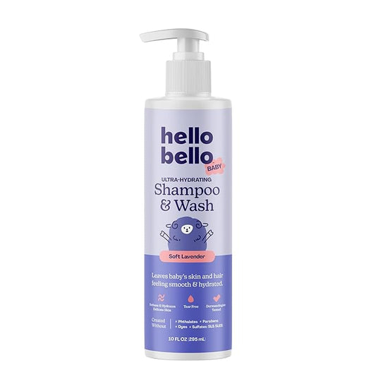 Hello Bello Baby Premium Shampoo & Wash, Gentle Soft Lavender Scent, 10oz Bottle