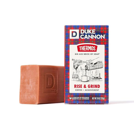 Duke Cannon Supply Co. x THERMOS Rise & Grind Big Brick of Soap for Men - 10 oz - Coffee + Achievement Scent - Triple-Milled Men's Bar Soap - Deep-Cleansing Bath Bar