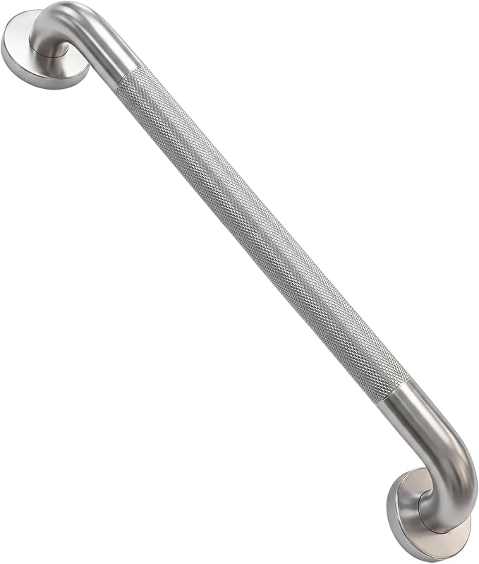 24 Inch Shower Grab Bars for Seniors with Non-Slip Kunrled Grip, 1.25'' Safety Stainless Steel Handicapped Grab Bars, ADA Compliance (Brushed Nickel