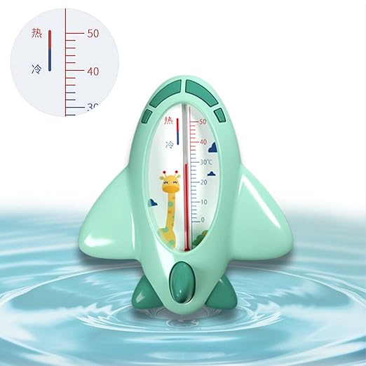 Baby Bath Thermometer, Infant Bath Thermometer Airplane Shape Lovely Multifunctional Infant Water Temperature Thermometer (Green)