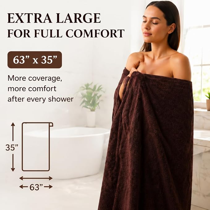 SEISSO Bath Towels Set Extra Large 63 x 35 in, Oversized Bath Sheets 70% Polyester 30% Viscose Fiber from Bamboo, Ultra Soft Absorbent Quick Dry Shower Towel for Bathroom Hotel Pool SPA Gym, 2 Pack