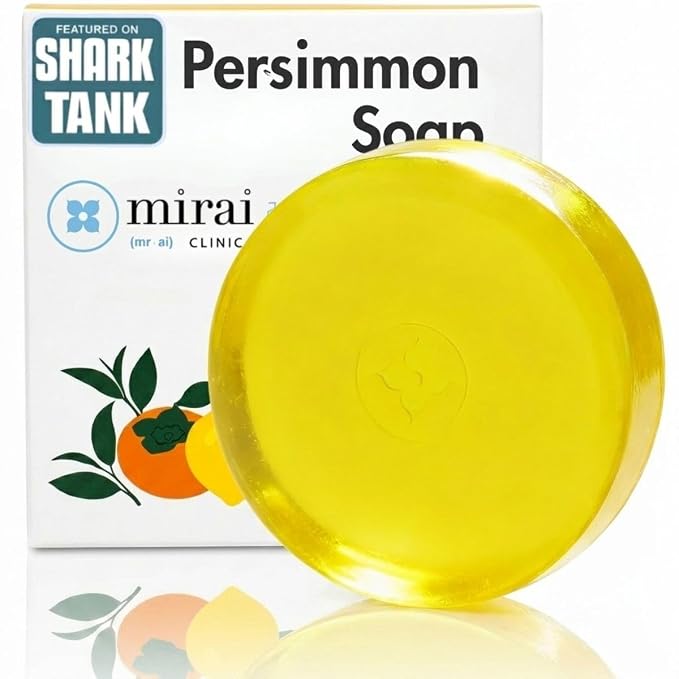 Mirai Clinical Persimmon Soap for Old People Smell, Nonenal® Solution | Japanese Persimmon Soap with Citrus Scent and Green Tea Extract, Deodorizing Bar for Men and Women, Gentle for All Skin Types