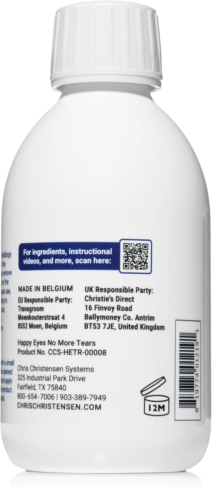 Chris Christensen Happy Eyes Tear Stain Remover Lotion & Brightener, Tear Stain Remover for Short Nosed Dogs, French Bulldogs, Dogs and Cats, Made in USA. 8.5oz