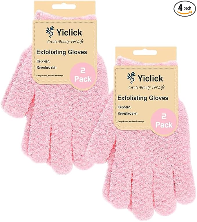 Yiclick Heavy Exfoliating Gloves, Exfoliating Body Scrubber for Bath Shower Exfoliation, Body Scrub Exfoliator for Dead Skin Remover, Exfoliate Sponge Loofah Washcloth Mitt Men Women