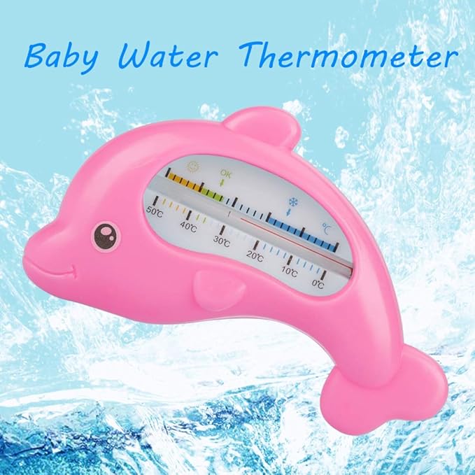 Cute Dolphin Shape Baby Bath Thermometer Children Room Temperature Meter for Bathtub or Indoor Temperature Measurement (Rose red Dolphin)