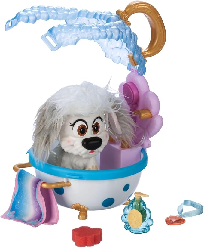Disney Store Action Toys Princess Pet Play Set - Max Bathtub Set – Fun Playsets Princess Toys Perfect for Little Kids - Comes with Color-Changing Max, Sebastian Figure & Bubbles