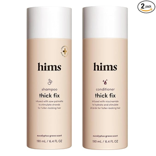 hims Thick Fix Shampoo & Conditioner Set - Saw Palmetto for Healthy Hair Growth & Thickening - Scalp Cleansing - Vegan, Sulfate-Free & Cruelty-Free - Eucalyptus Scent, 6.4 fl oz