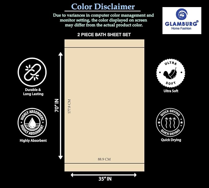 GLAMBURG 100% Cotton Oversized 2 Pack Bath Sheets 35x70, Ultra Soft Highly Absorbant Compact Quickdry & Lightweight Large Bath Sheet Set, Ideal for Gym Travel Camp Pool - Hot Pink