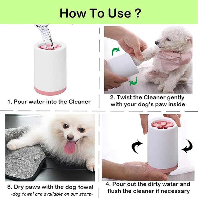 Dog Paw Cleaner, Portable Pet Paw Cleaner,Dog Foot Washer Massager, Comfortable Silicone Pet Cleaning Brush Cup with Towel for Dogs Cats Massage Grooming Dirty Claws (L, Gray)