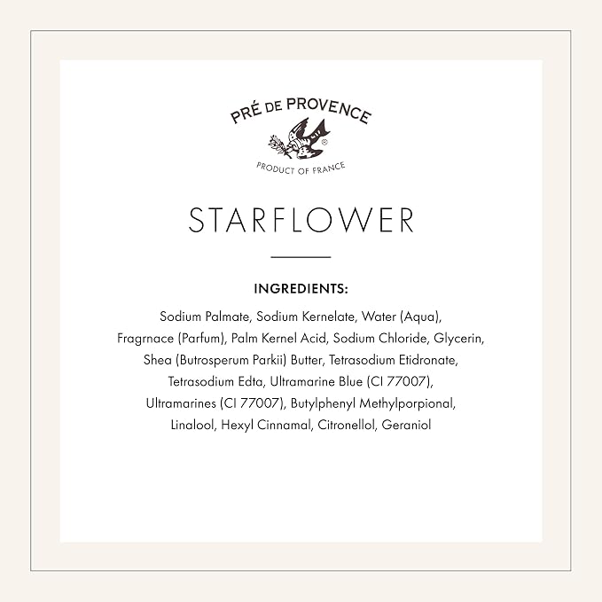 Pre de Provence Artisanal Soap Bar, Enriched with Organic Shea Butter, Natural French Skincare, Quad Milled for Rich Smooth Lather, 8.8 Ounce, Starflower