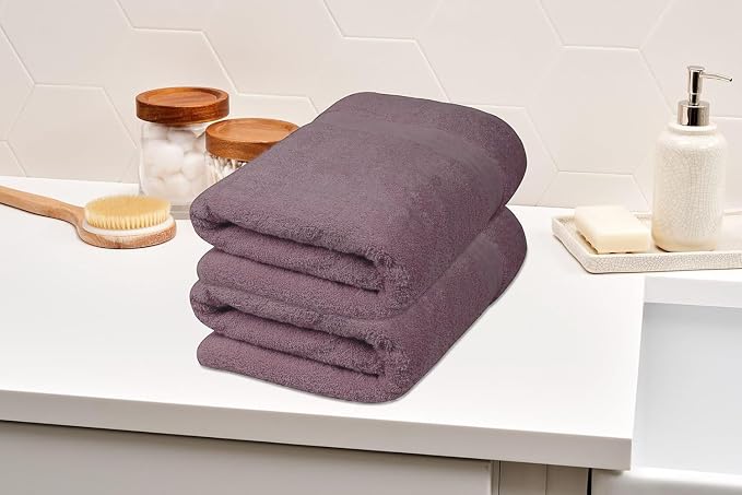 100% Cotton Luxury Bath Sheets - Pack of 2 (35" x 70") | Super Soft, Quick-Dry & Highly Absorbent Towels for Bathroom, Home, Spa & Gym (Purple Ash)