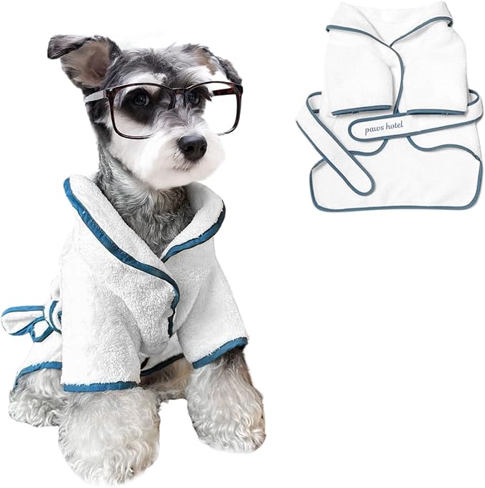 Dog Bathrobe for Drying Dogs, Hooded Dog Towel Doggie Robes Dog Bath Robe, Microfiber Fast Drying Absorbent Pet Towel for Cat Puppy Small Medium Dogs (Bathrobe,S)
