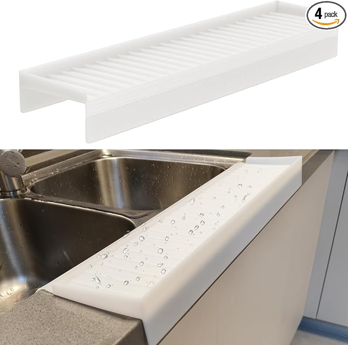 Silicone Sink Edge Protectors - Multifunction Accessories, Splash Guard & Draining Mat for Kitchen, Bathroom Sink, Steel, Granite, Quartz Countertops (Transparent-1, 4 * 20in)
