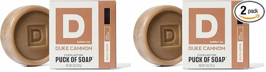 Duke Cannon Supply Co. Bar Soap Puck - Men's Rounded Bar Soap with Masculine Scents - Disc-Shaped Mens Soap - Hydrating & Deep Cleaning - All Skin Types - Buck Moon, 5 oz (Pack of 2)