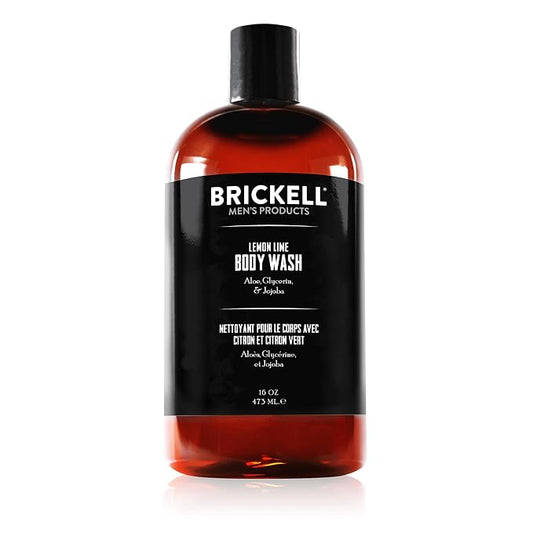 Brickell Men's Invigorating Body Wash for Men, Deep Cleaning Shower Gel with Aloe, Jojoba, and Vitamin E, Scented (Lemon Lime, 16 oz)